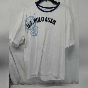 US POLO ASSOCIATION WHITE AND BLUE T-SHIRT SZ XL